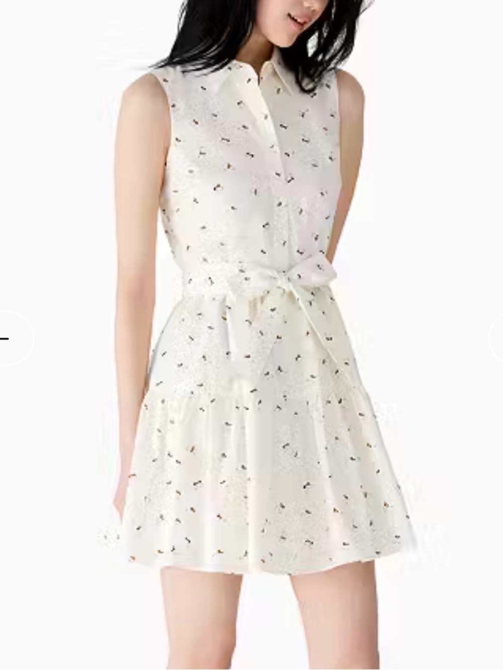 Kate Spade Bee Print Shirtdress Cotton Blend Cream XS